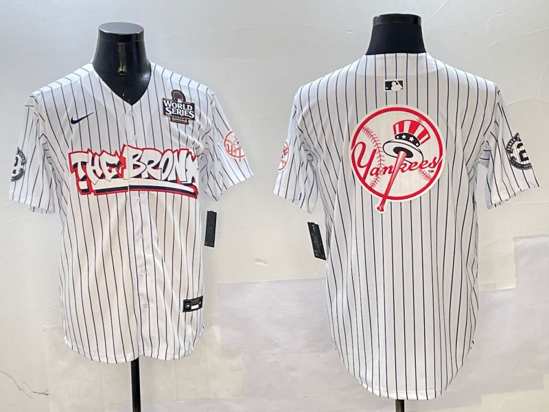 Men New York Yankees Blank White Stripe four generations Joint Name 2025 Nike MLB Jersey style 4